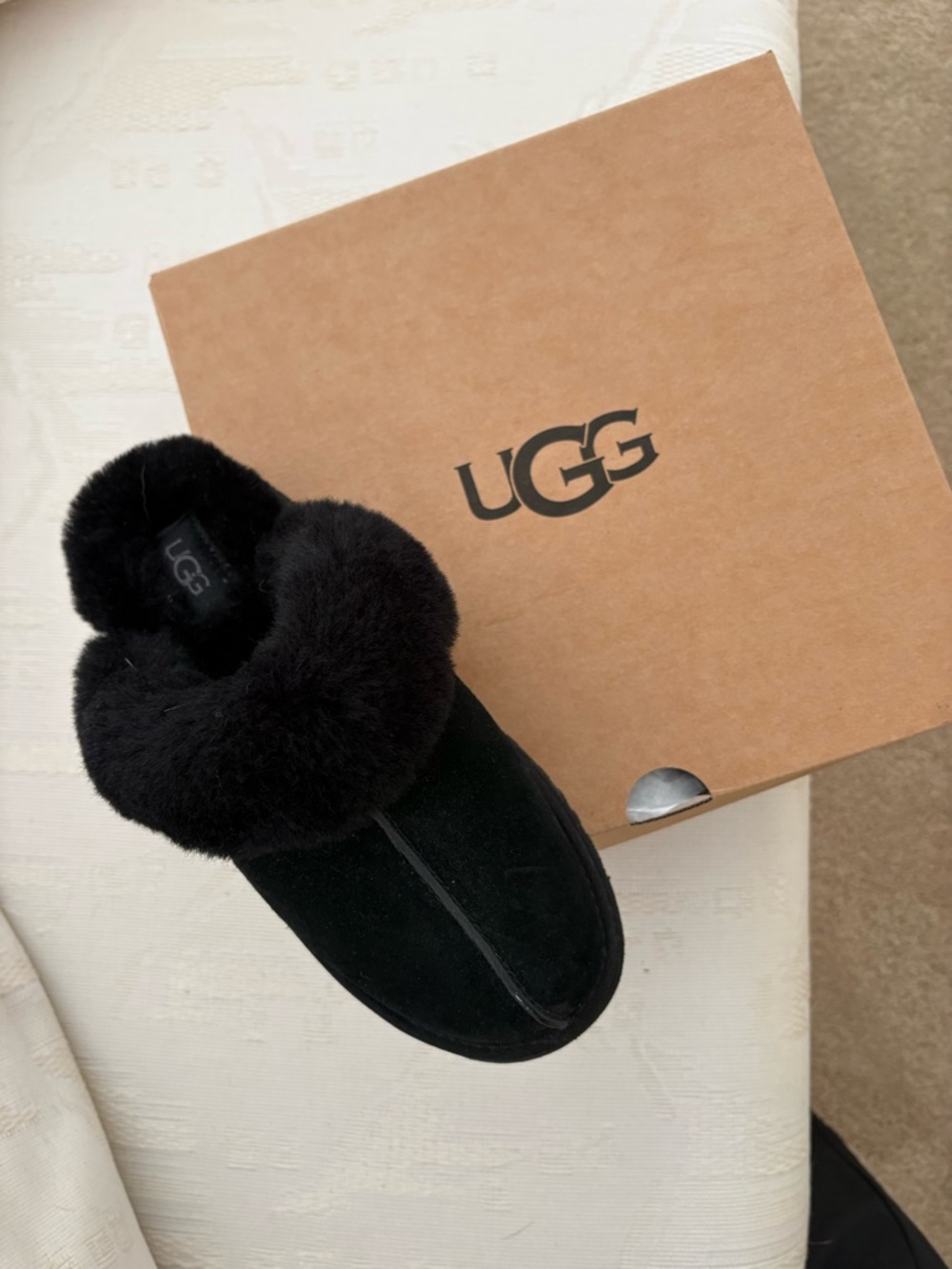 UGG Black Sheepskin Clog Mule